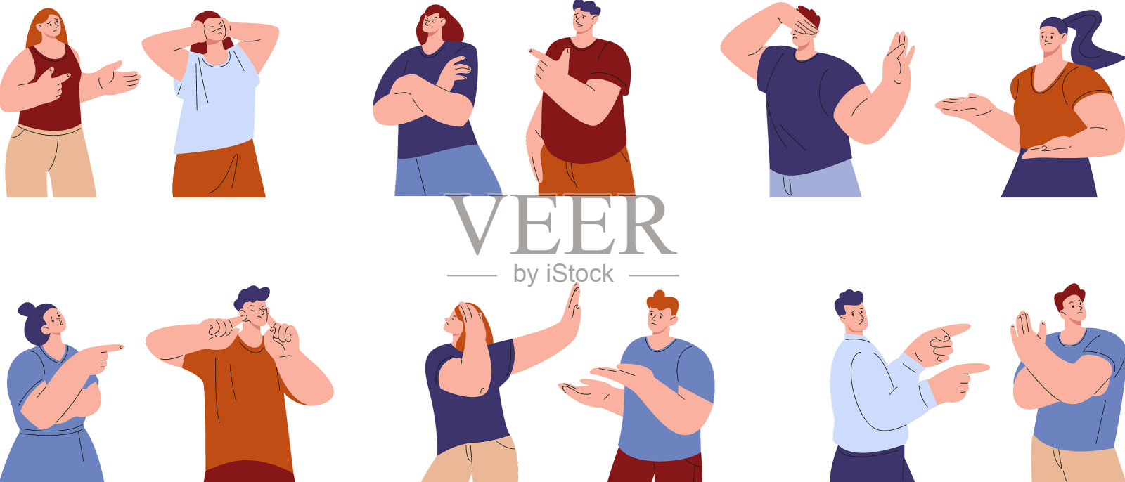 无视人的否认和封闭的人不插画图片素材