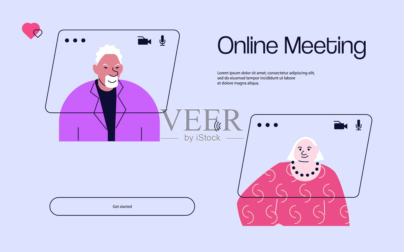 登陆长者聊天网页模板插画图片素材