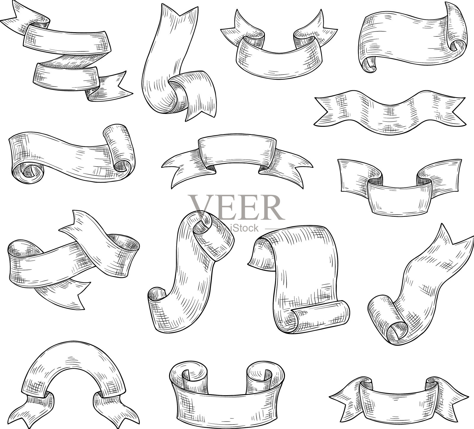 复古丝带复古装饰丝带插画图片素材