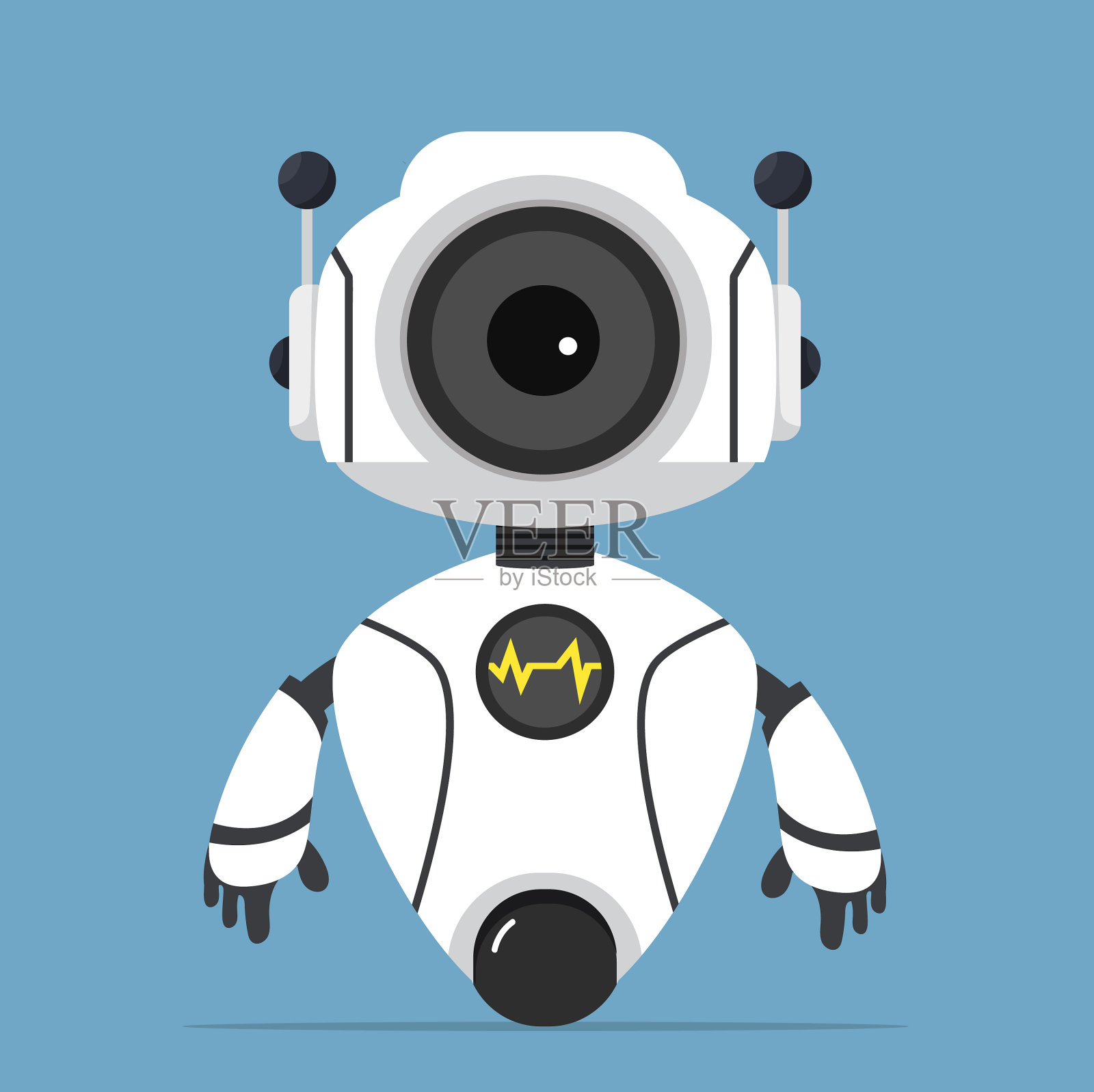 可爱的白色ai机器人卡通插画图片素材