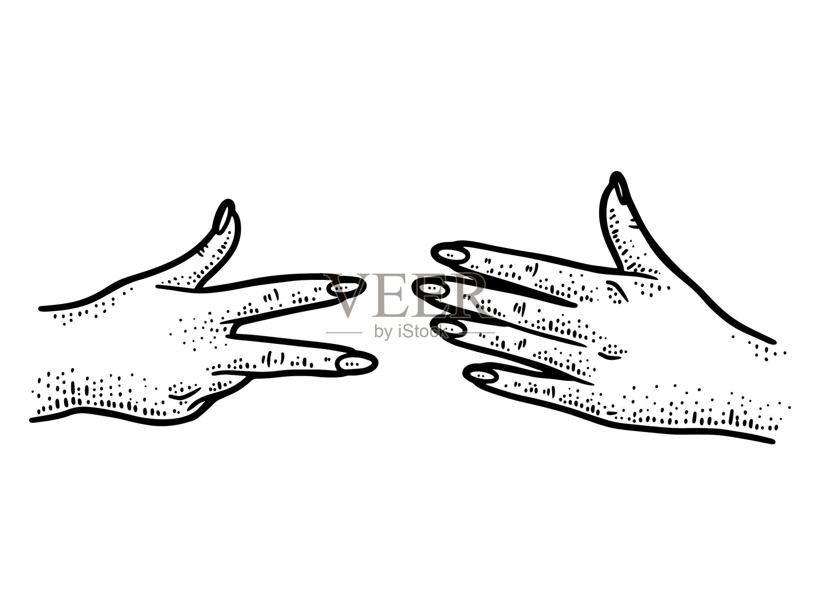 石头剪刀布线条艺术素描图画手设计元素图片