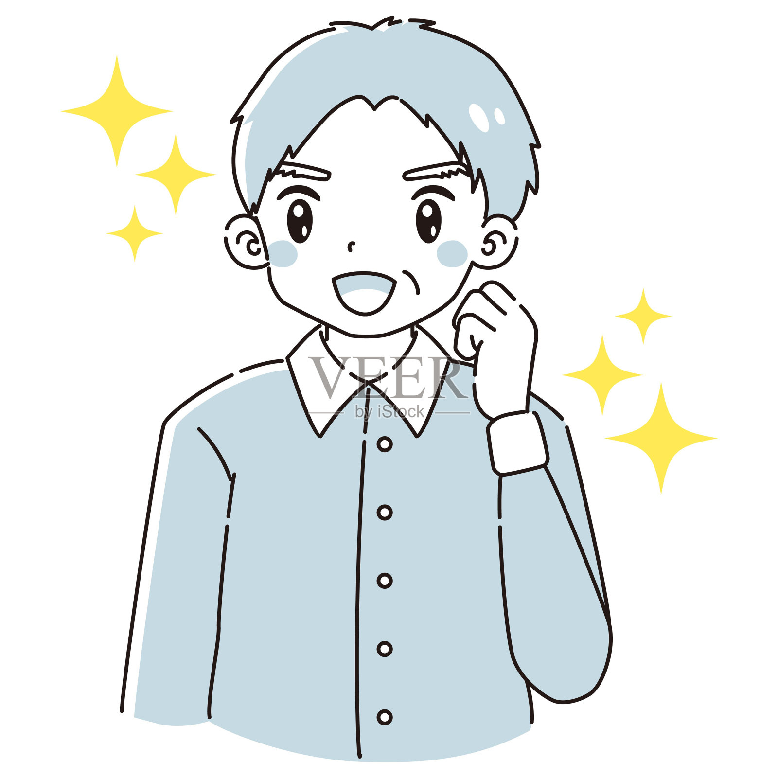 一名高级男子摆出勇气姿势的插图插画图片素材