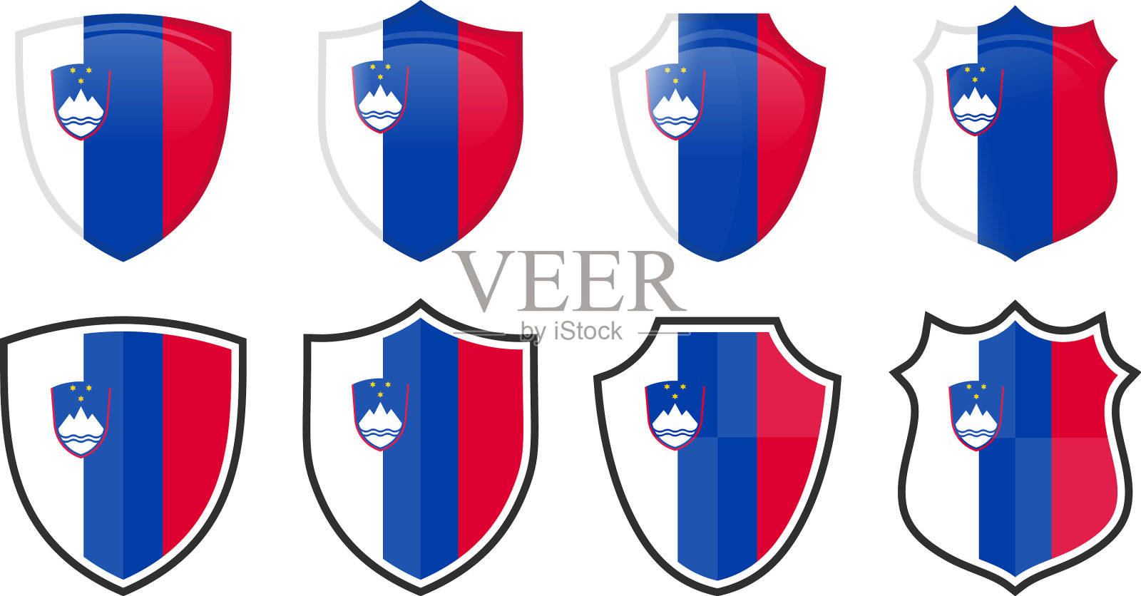 垂直斯洛文尼亚国旗盾牌形状四三维插画图片素材