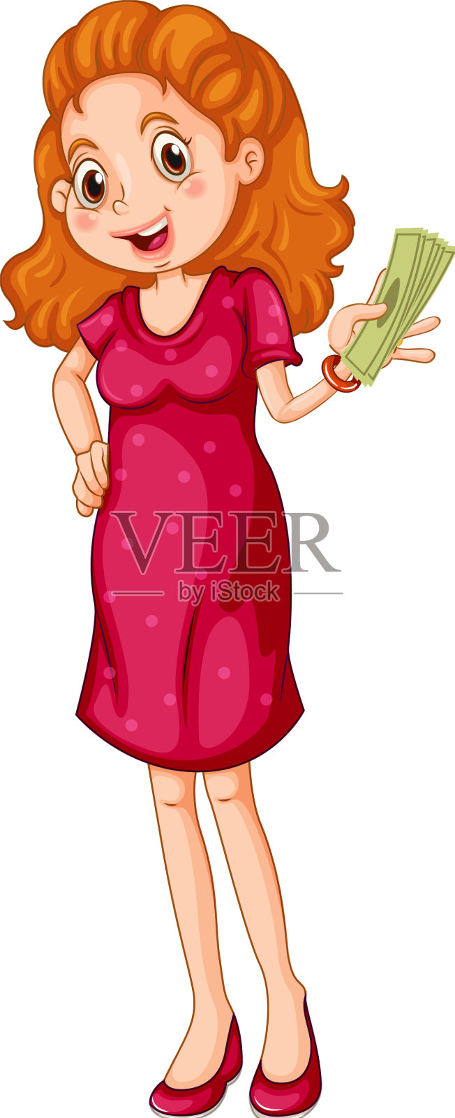 一个拿着现金的女人设计元素图片