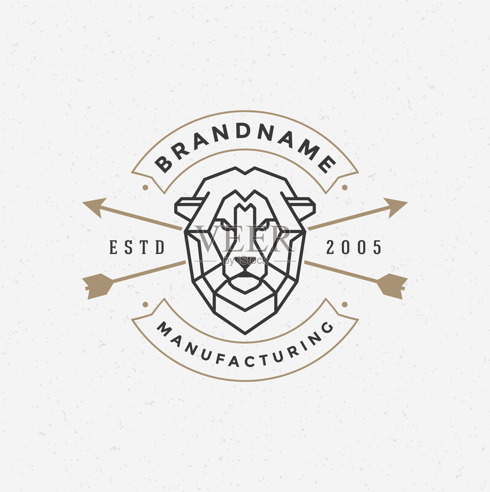 古狮面线条艺术徽标标志插画图片素材