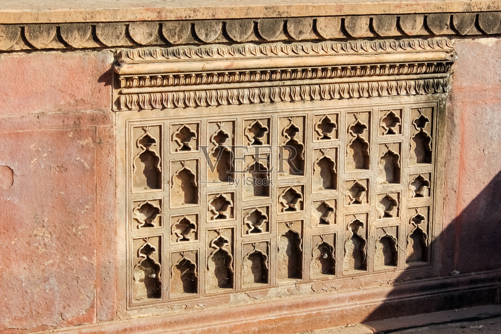 迪格古皇宫精美的装饰壁龛的细节照片摄影图片