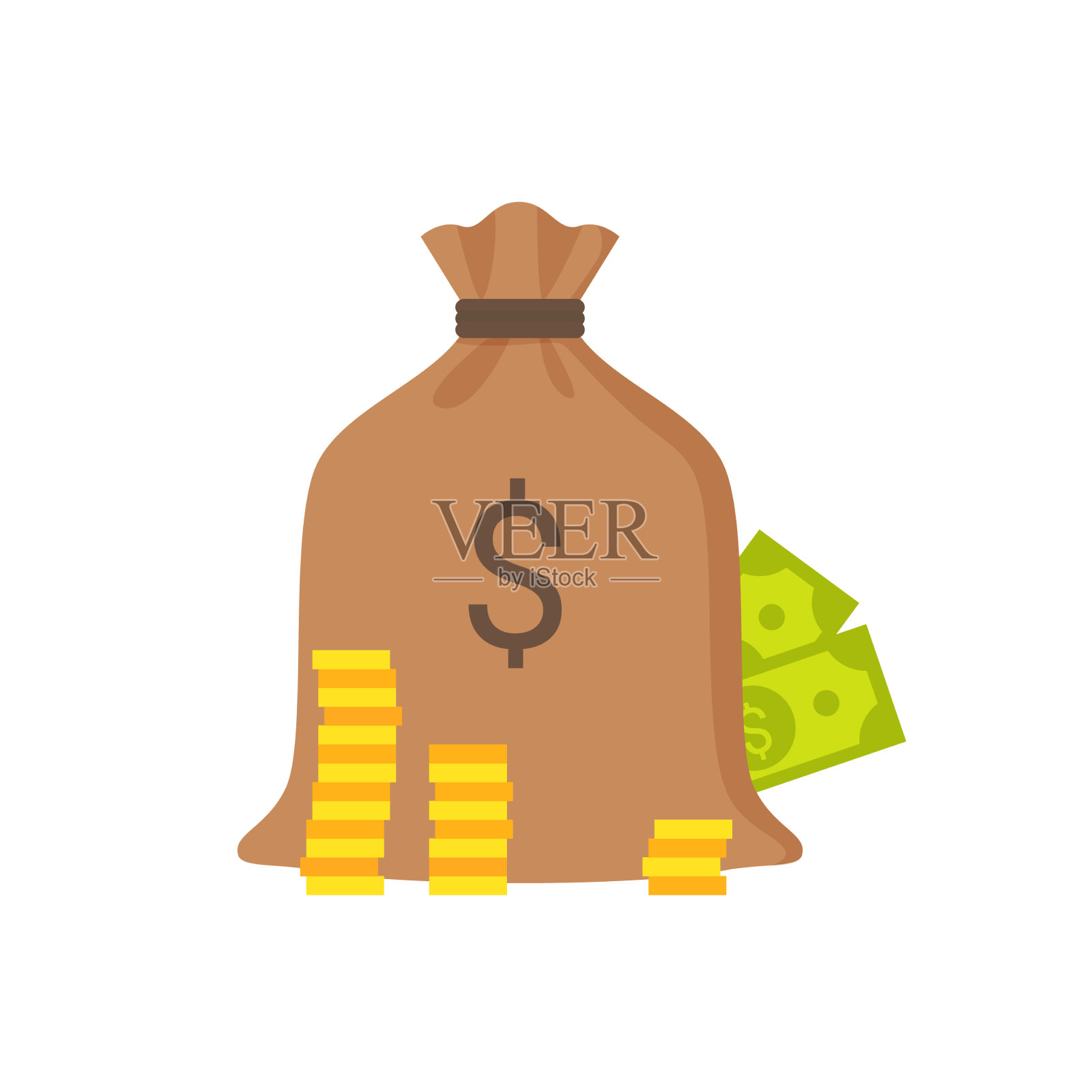 装上钞票和硬币设计元素图片