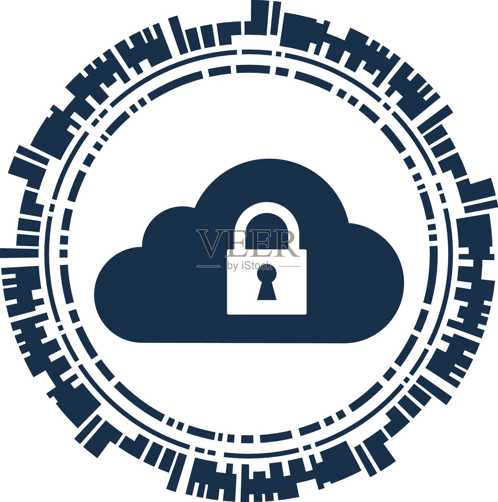 挂锁云计算插画图片素材