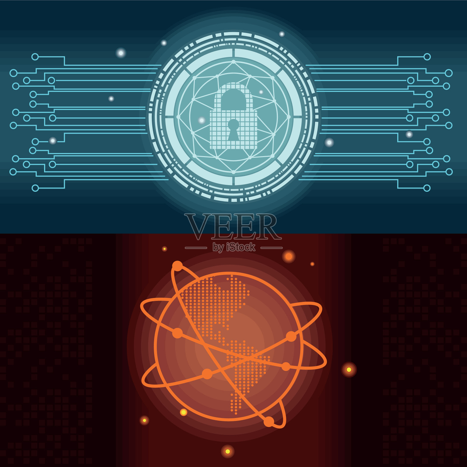 两个网络安全图标插画图片素材