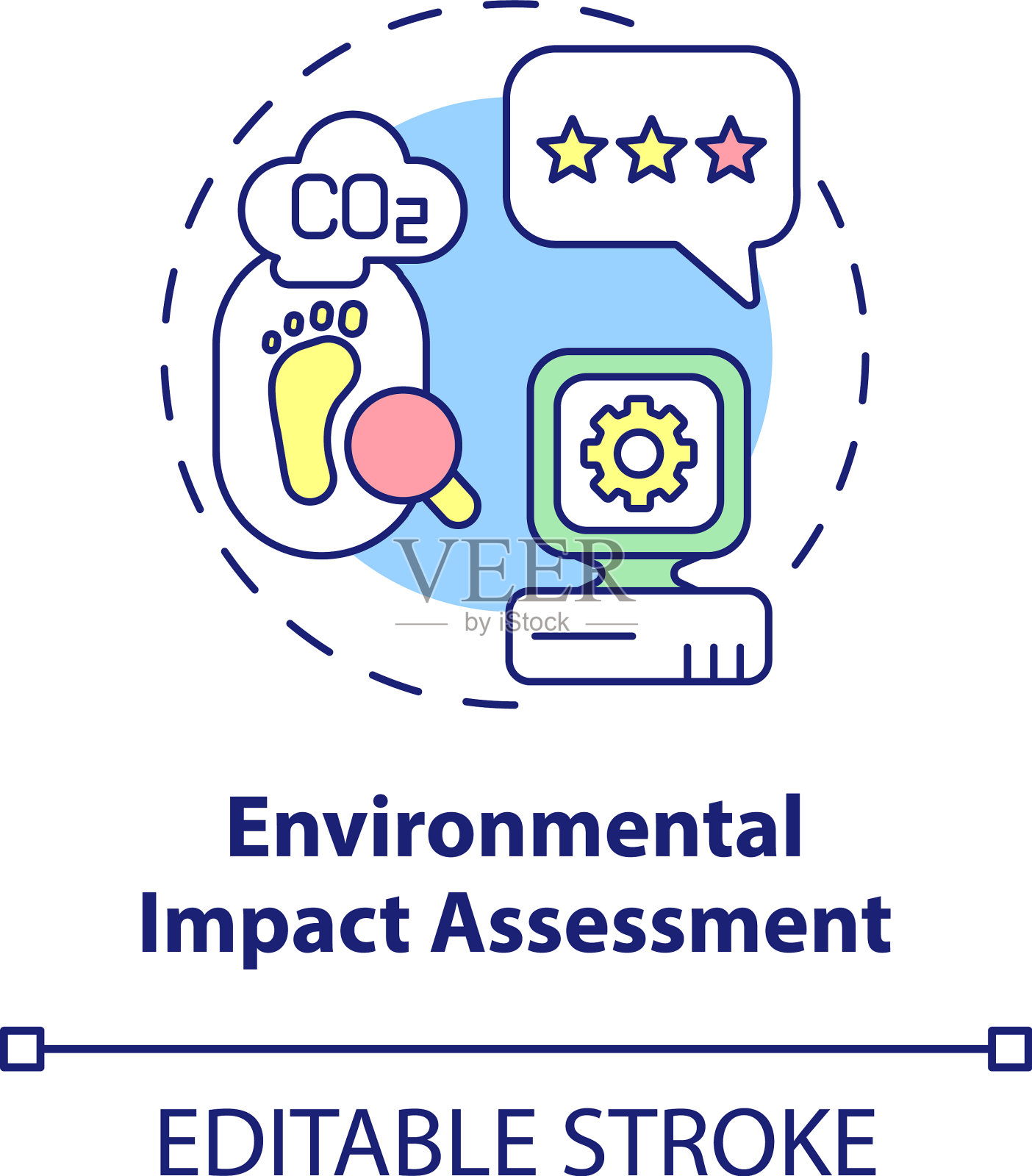 环境影响评价概念图标插画图片素材