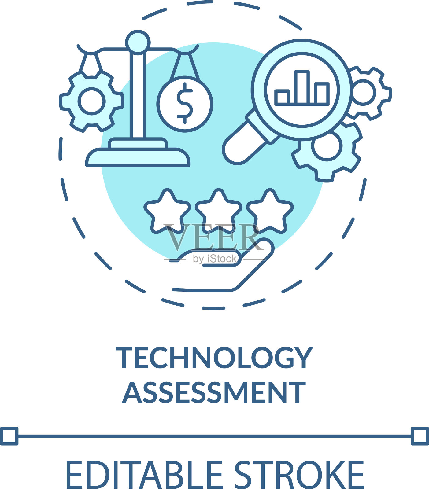 技术评估蓝绿色概念图标插画图片素材