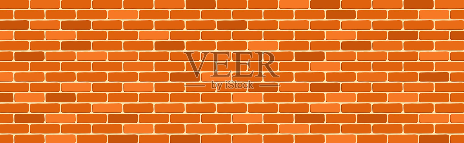 橙色和棕色的砖墙背景。长向量横幅插画图片素材
