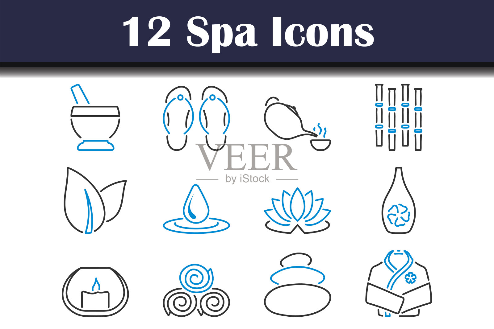 水疗中心图标设置插画图片素材