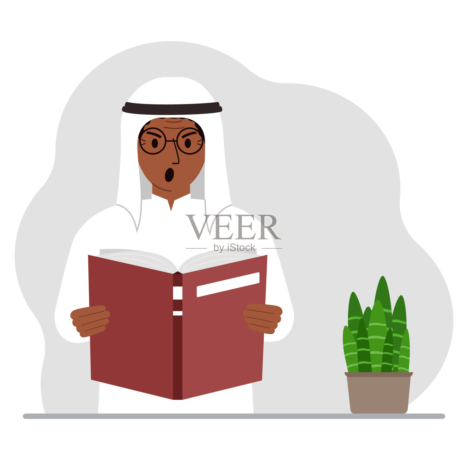 这个人手里拿着一本大书。插画图片素材