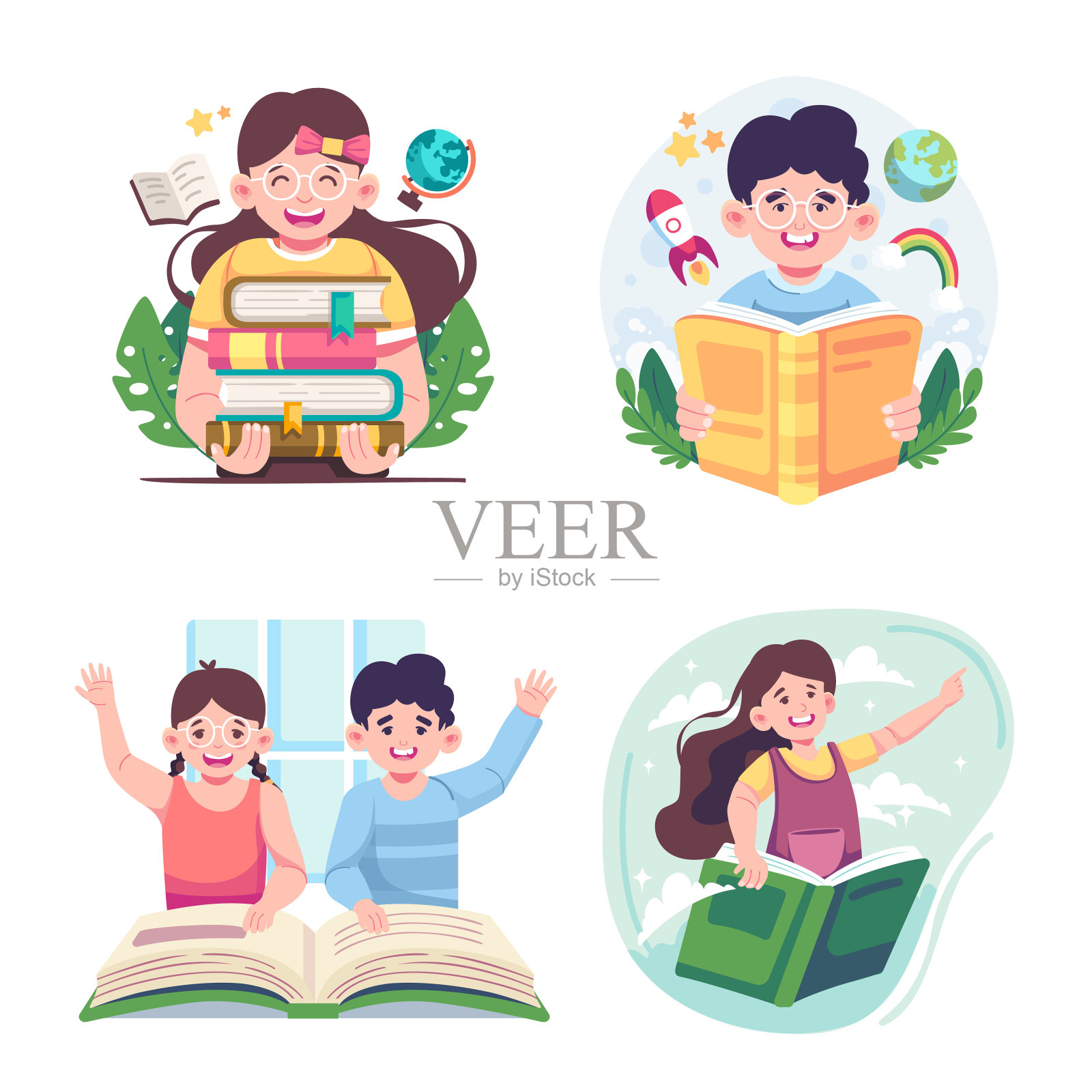 有趣的孩子矢量人物插画图片素材