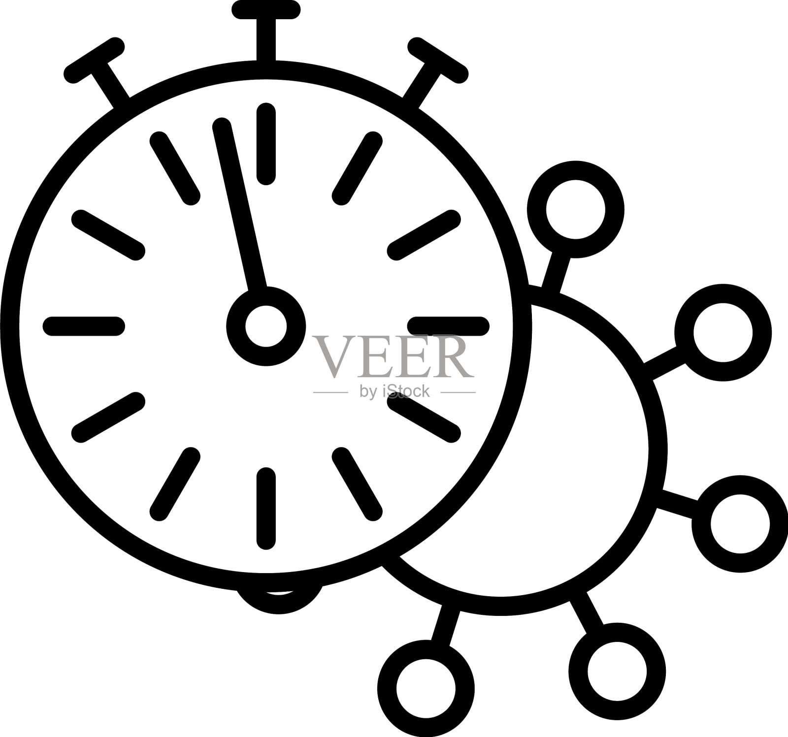 秒表图标下的冠状病毒分子图标素材