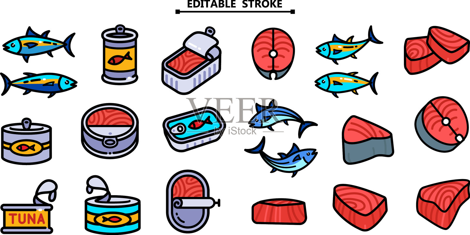 金枪鱼图标套装图标素材