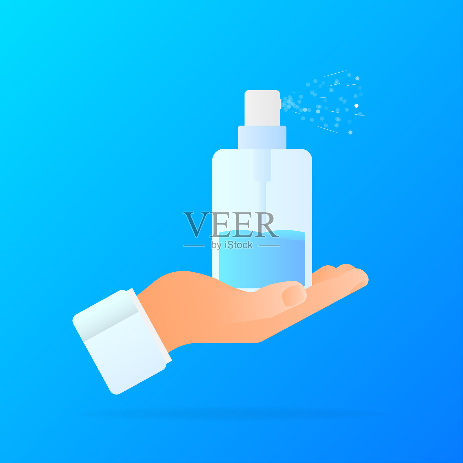 透明背景上的消毒消毒剂。向量3 d演示。插画图片素材