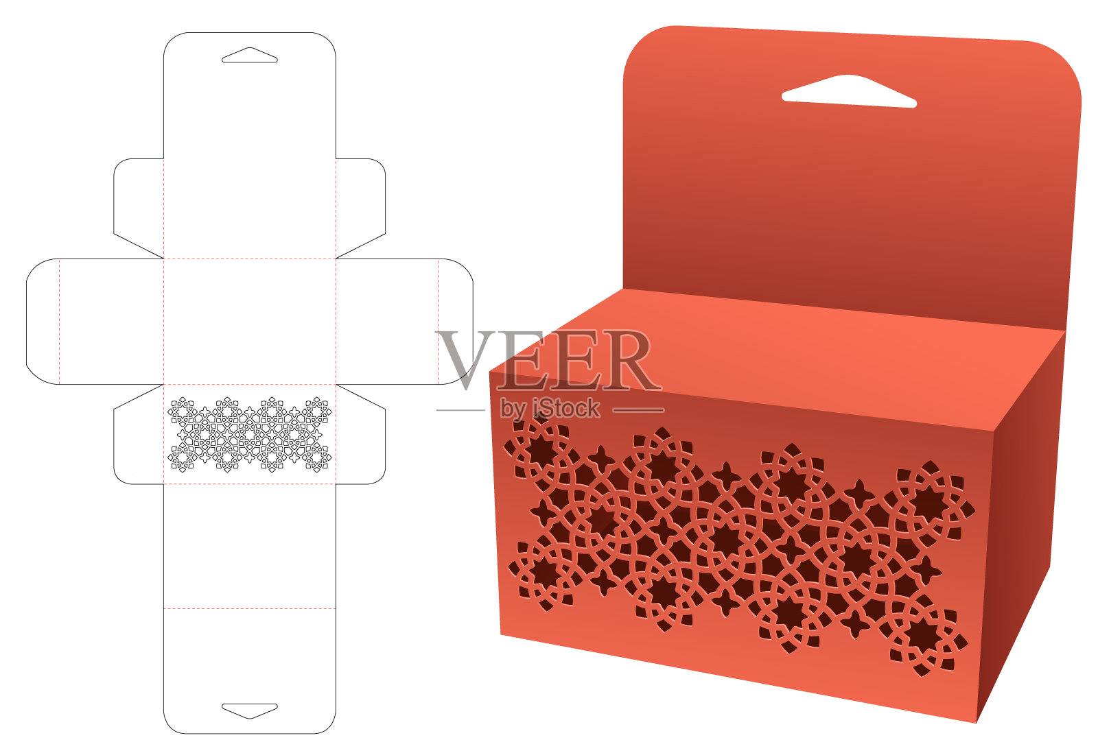 包装盒模切模板及3D模型插画图片素材