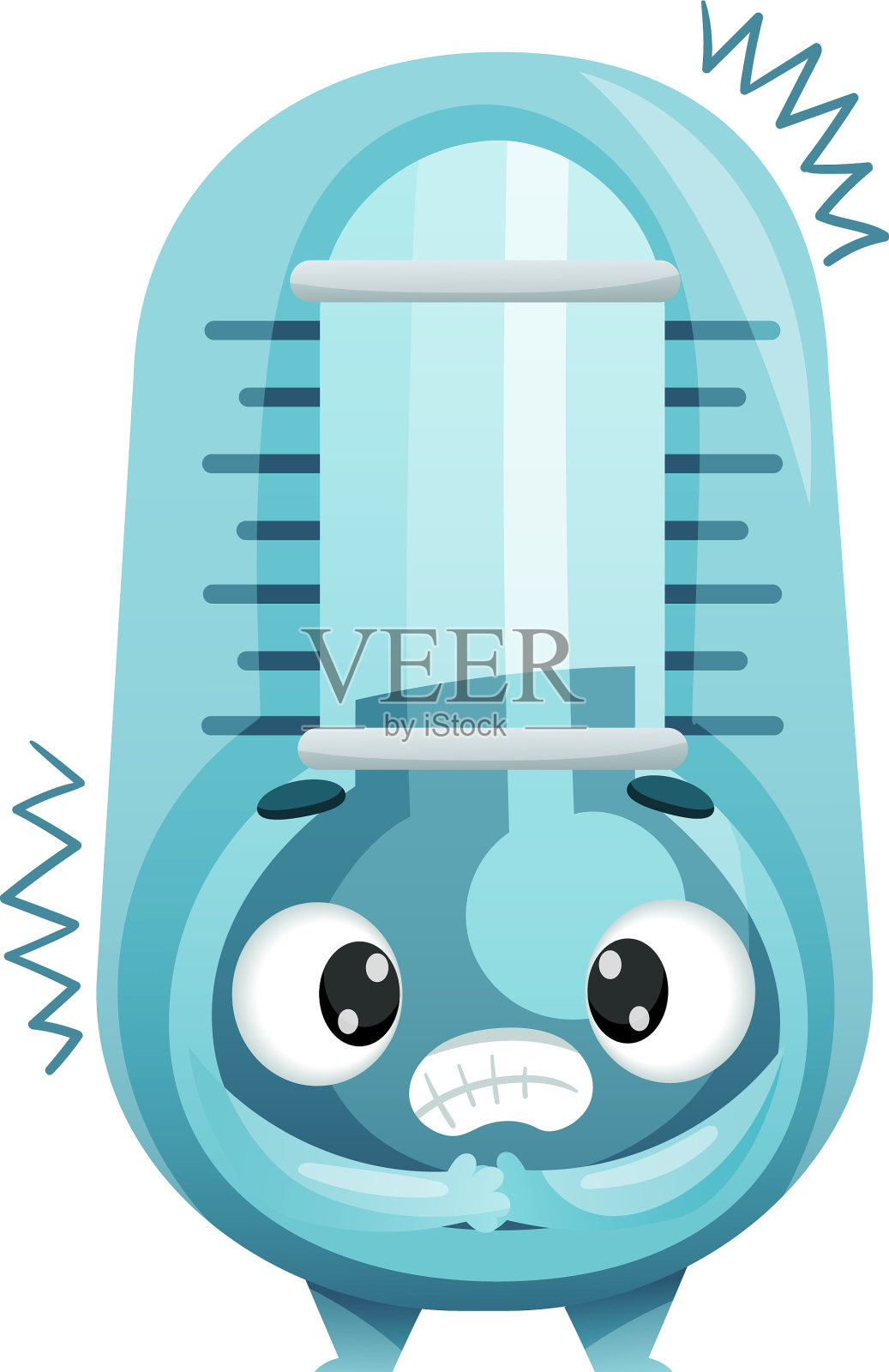 卡通蓝色温度计字符冻结从设计元素图片