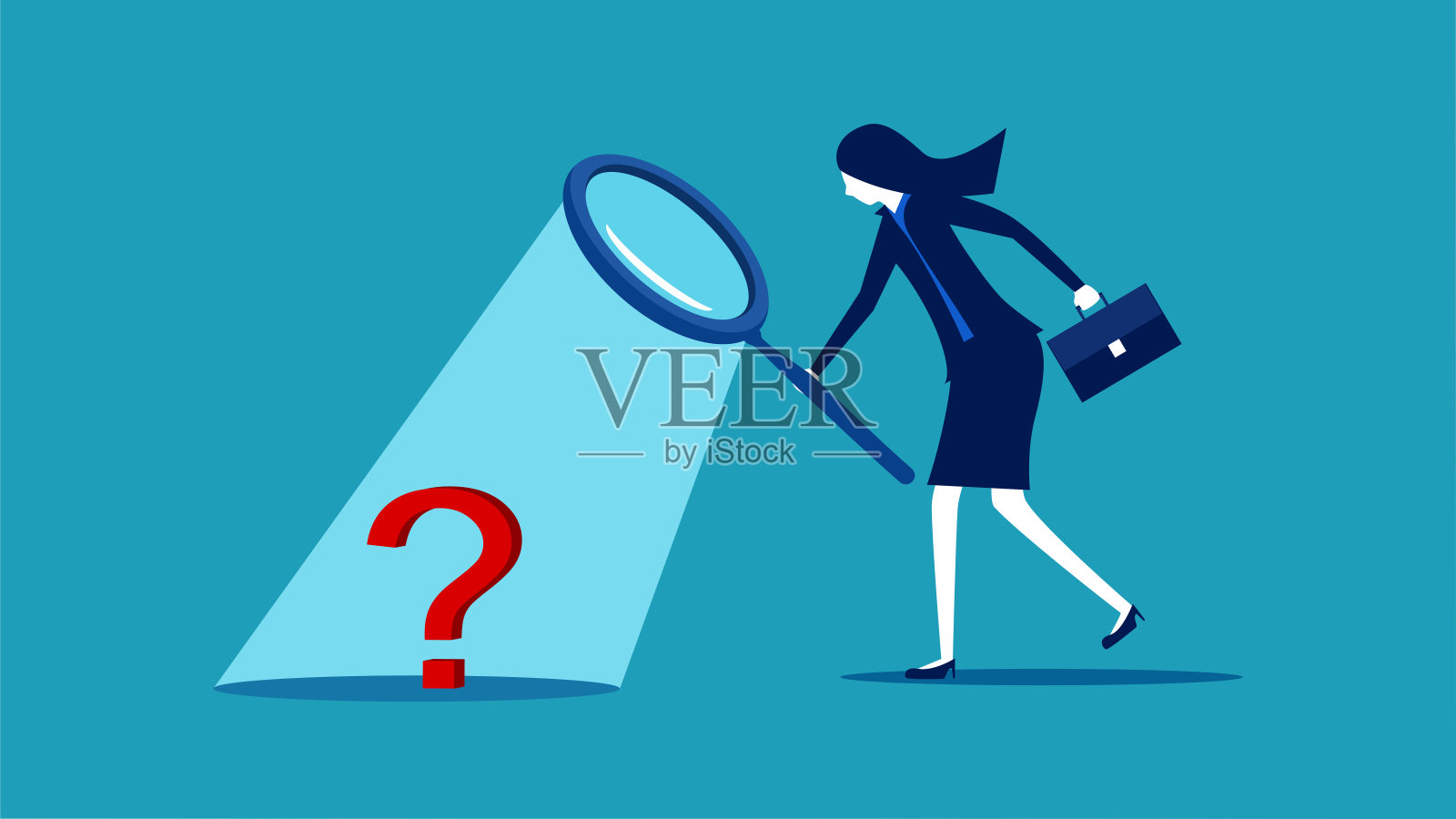 分析这个问题。用放大镜看着问号插画图片素材