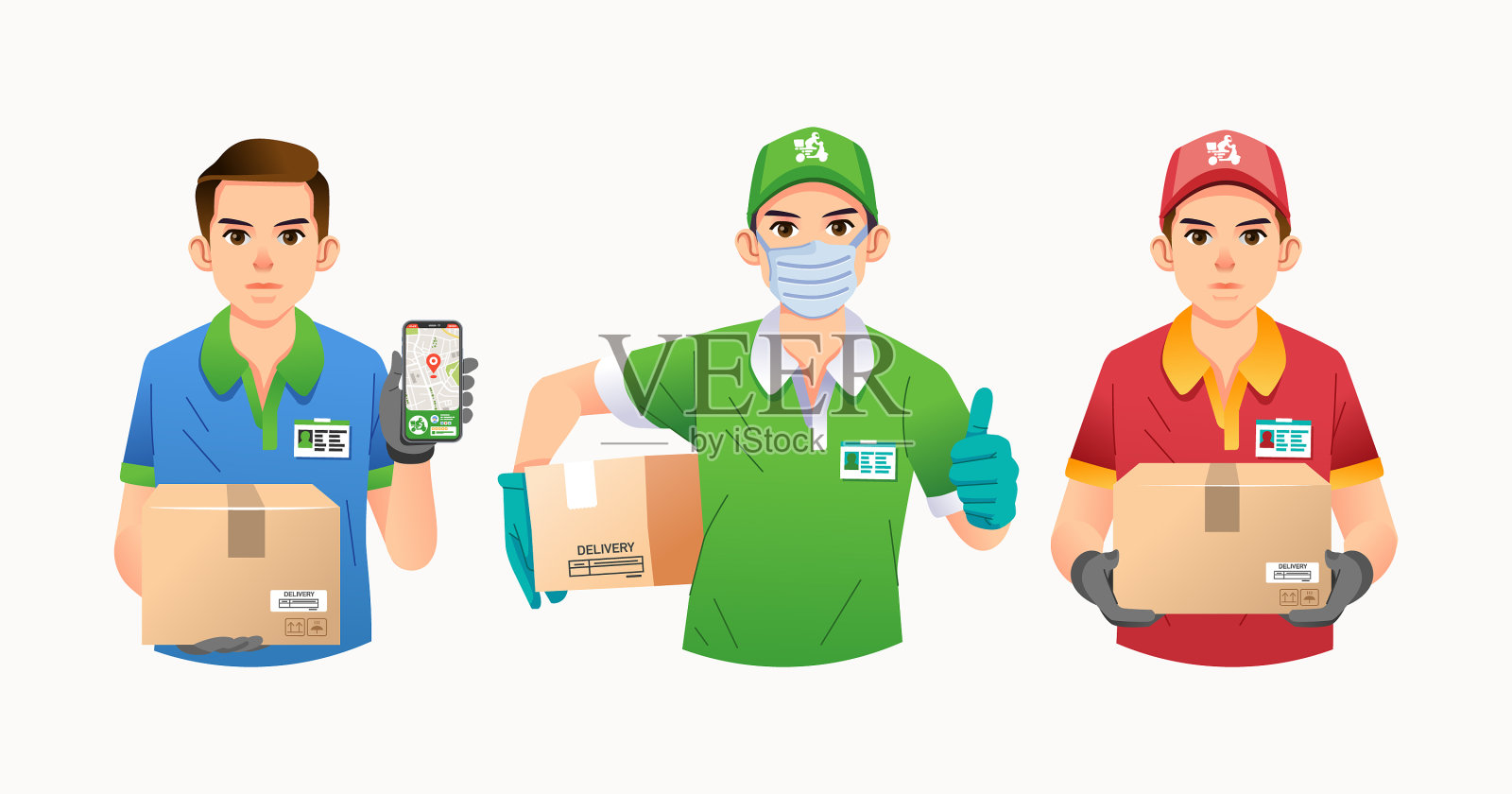 集男子为快递服务公司吉祥物插画图片素材