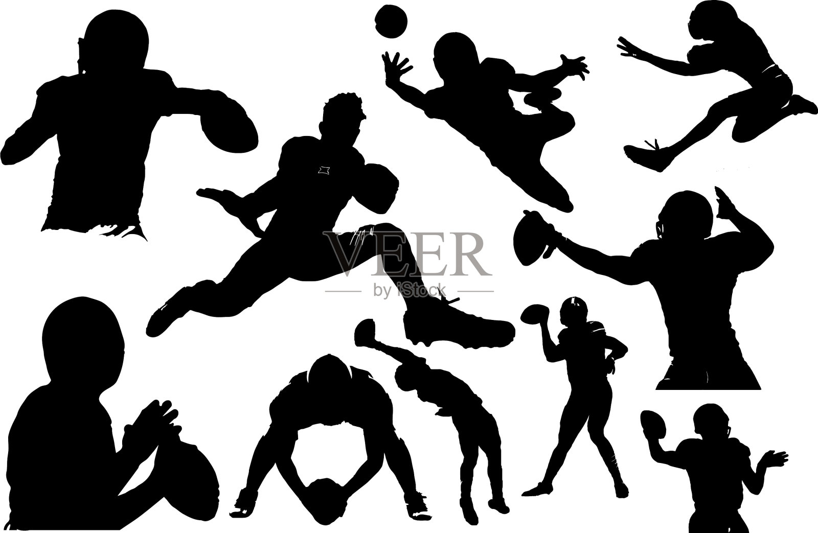 美国橄榄球运动员的剪影插画图片素材