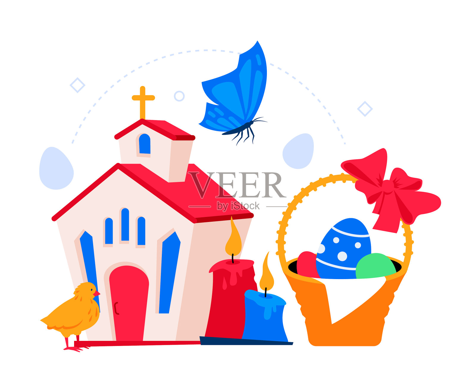 基督教节日复活节-现代彩色设计元素图片