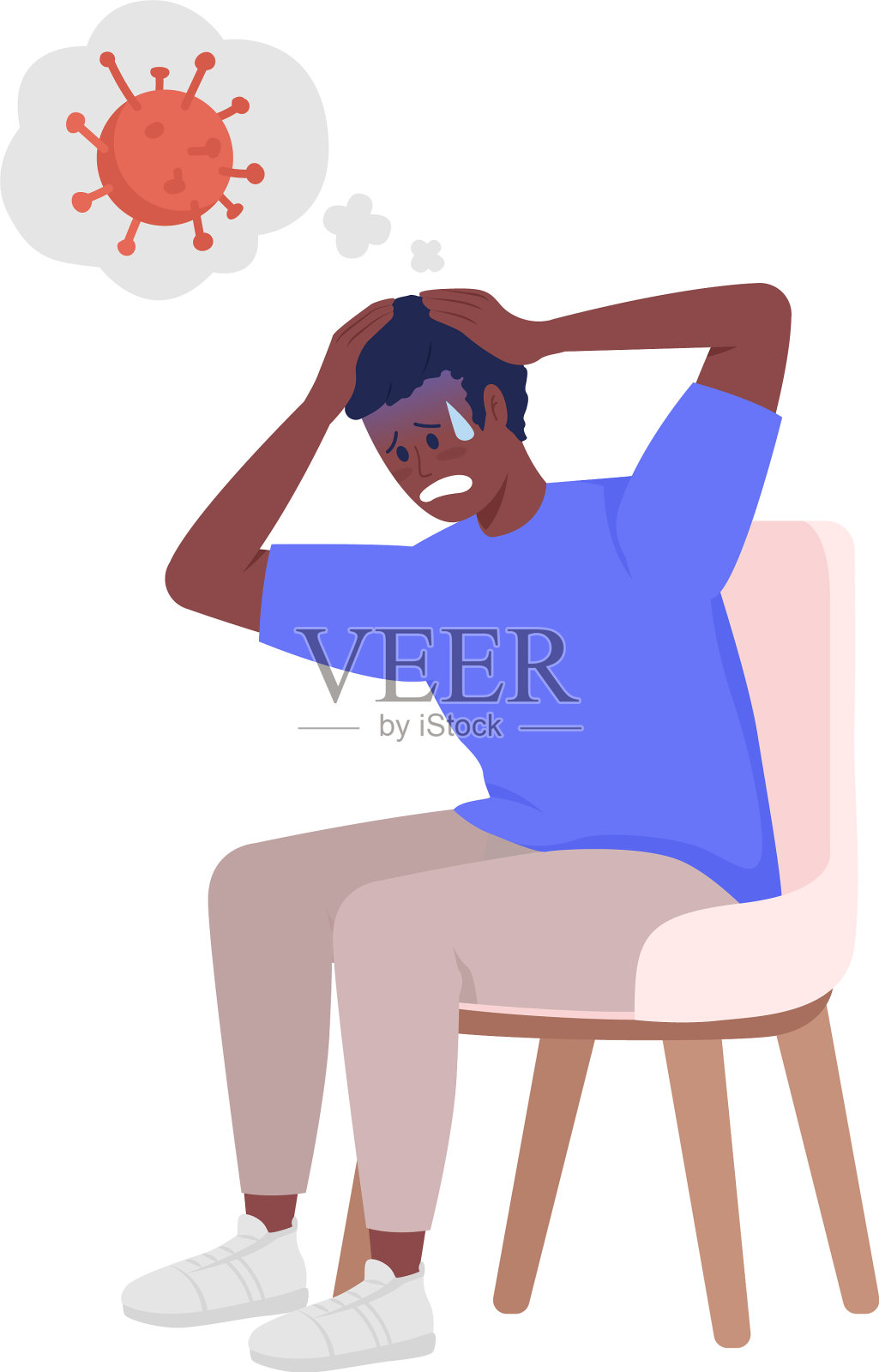 男子害怕冠状病毒半平色设计元素图片