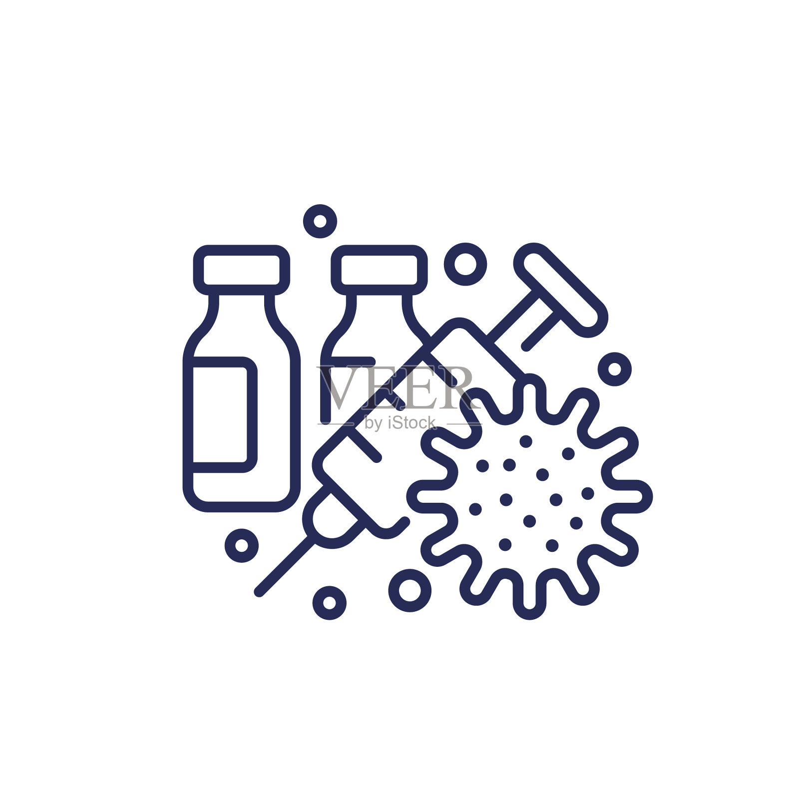 白色的疫苗和病毒线图标图标素材