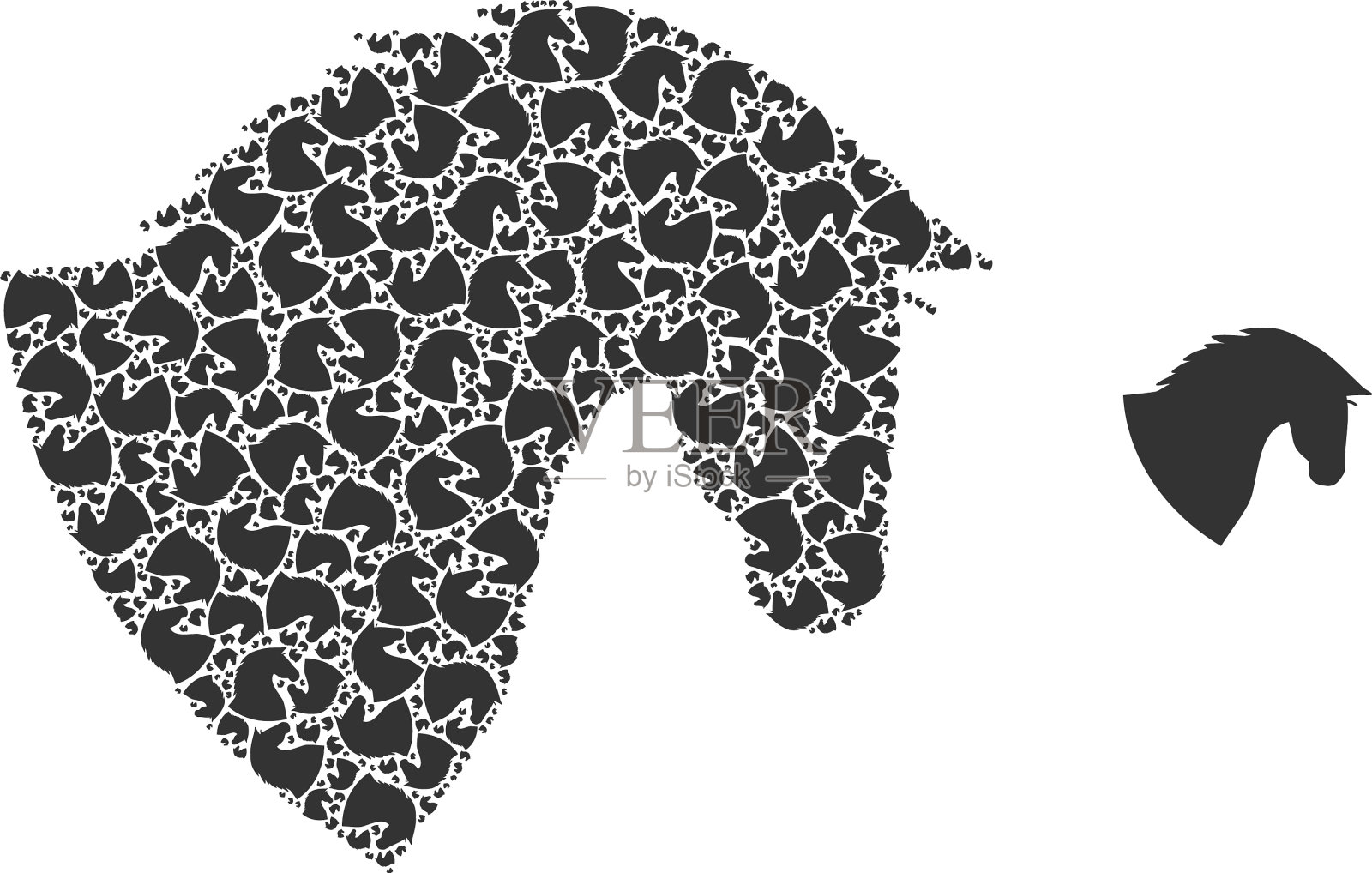 马头分形组成的马头项目插画图片素材