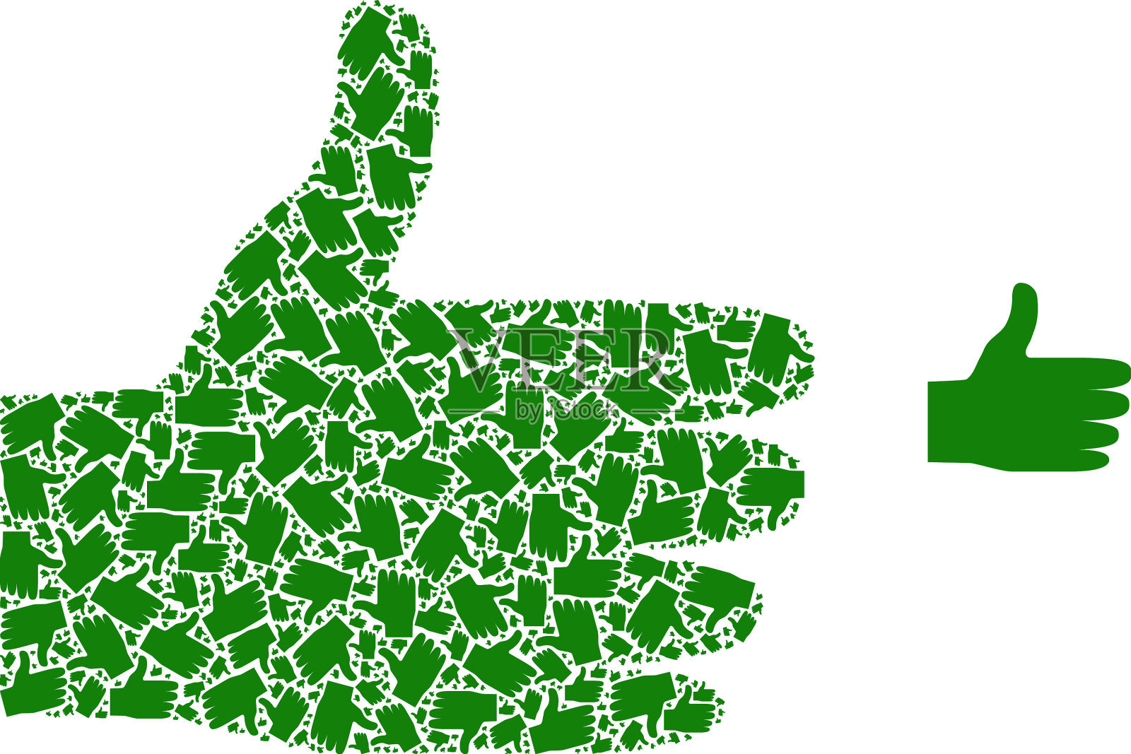 竖起大拇指的分形拼贴画插画图片素材