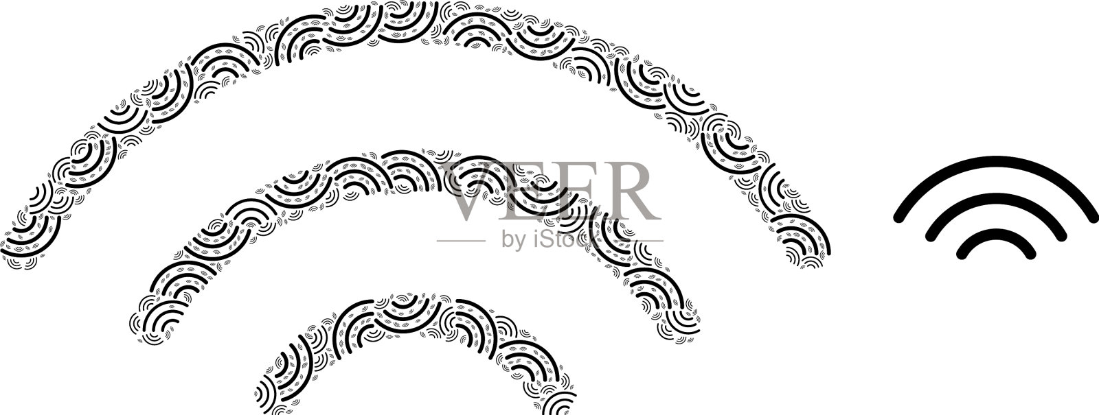 Wi-fi源递归拼贴插画图片素材