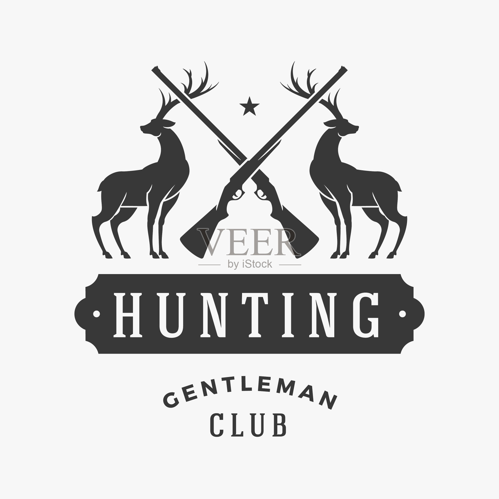 绅士狩猎俱乐部的标志剪影插画图片素材