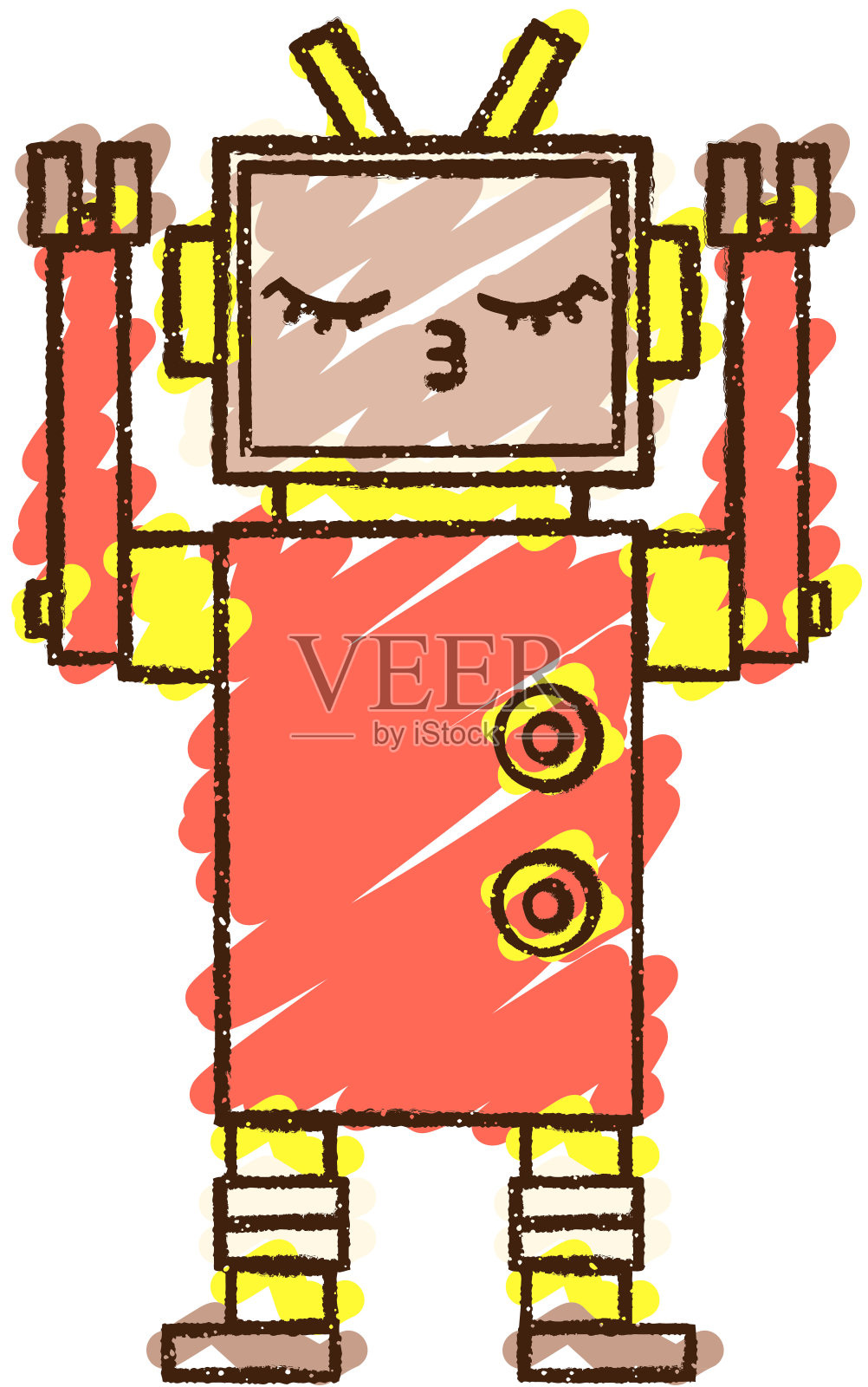 机器人的粉笔画设计元素图片