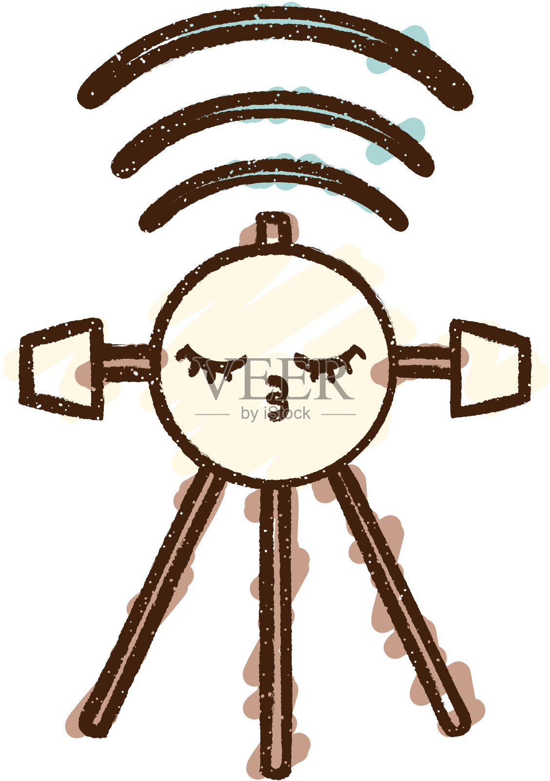 卫星的粉笔画插画图片素材