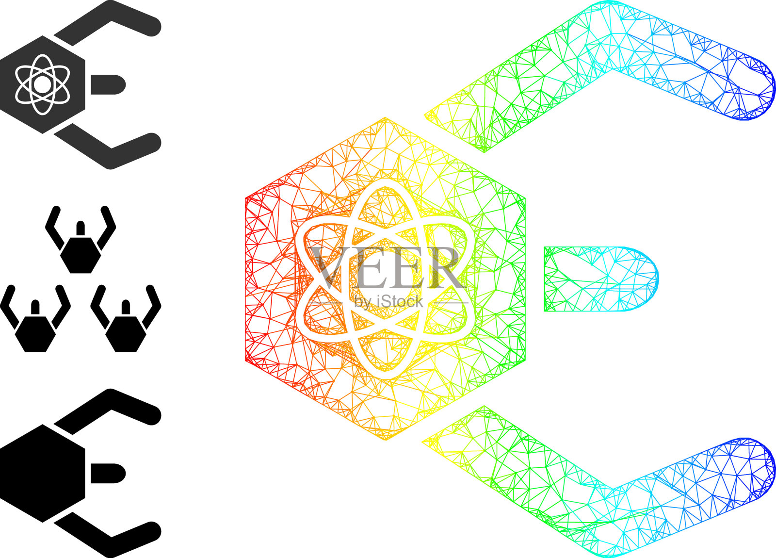 谱梯度网网格原子机器人图标插画图片素材