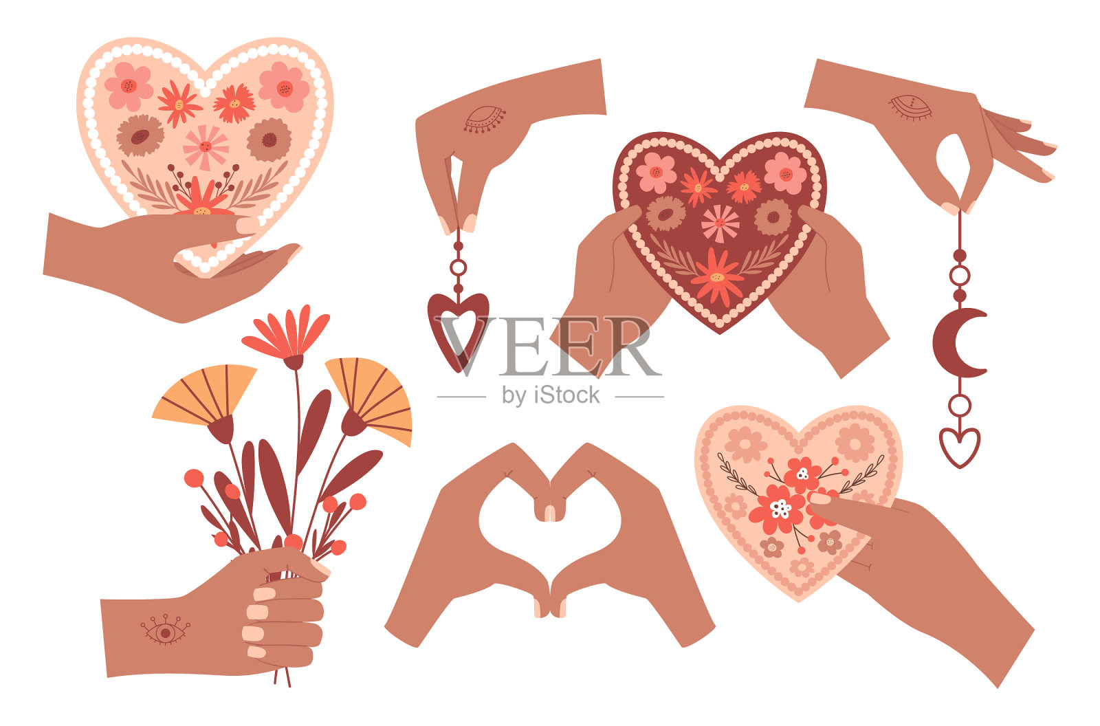 一双手捧着波西米亚元素设计元素图片