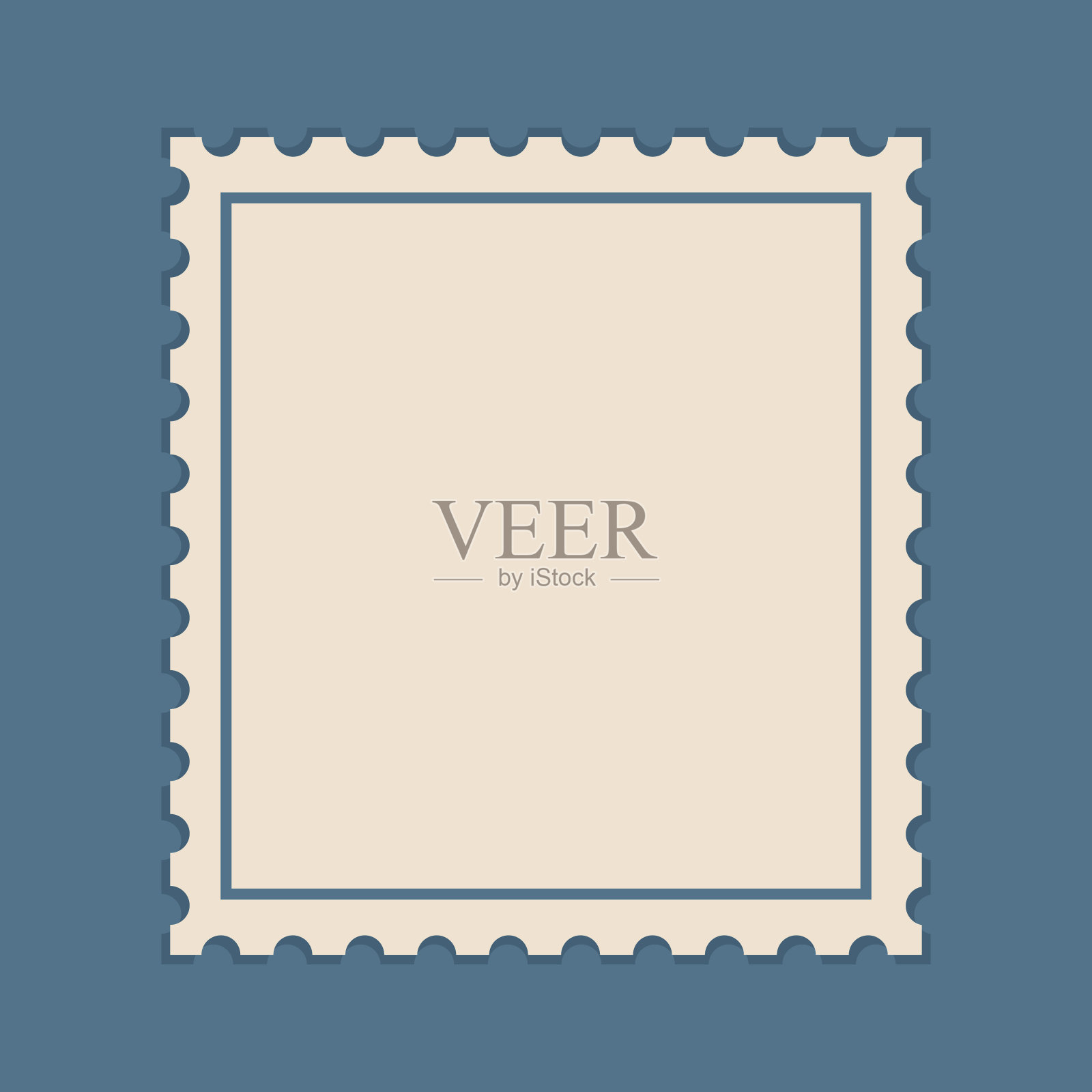 空白邮票图标。邮资邮票框用于信封。空的模板。向量插画图片素材