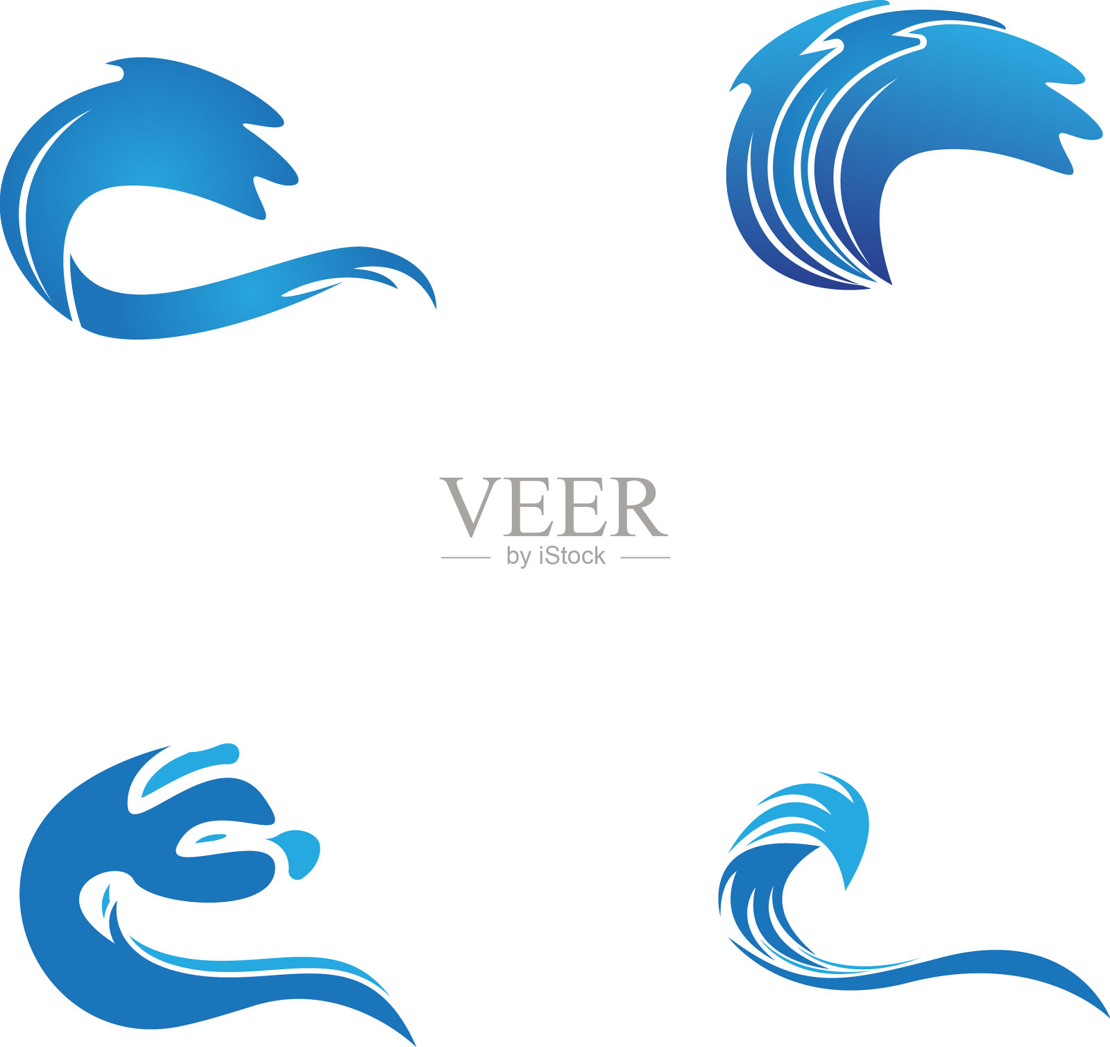 白色背景下蓝色图案的特写镜头插画图片素材