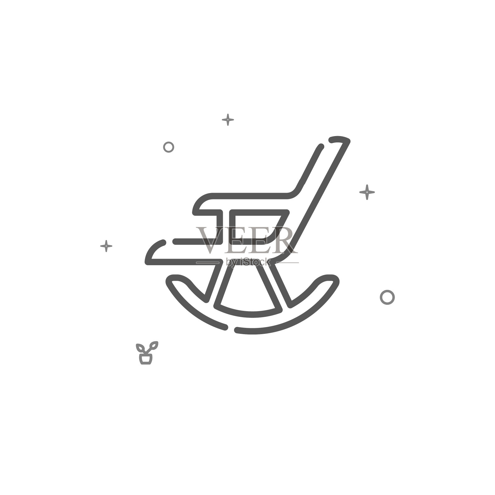 摇椅简单线条图标回家插画图片素材