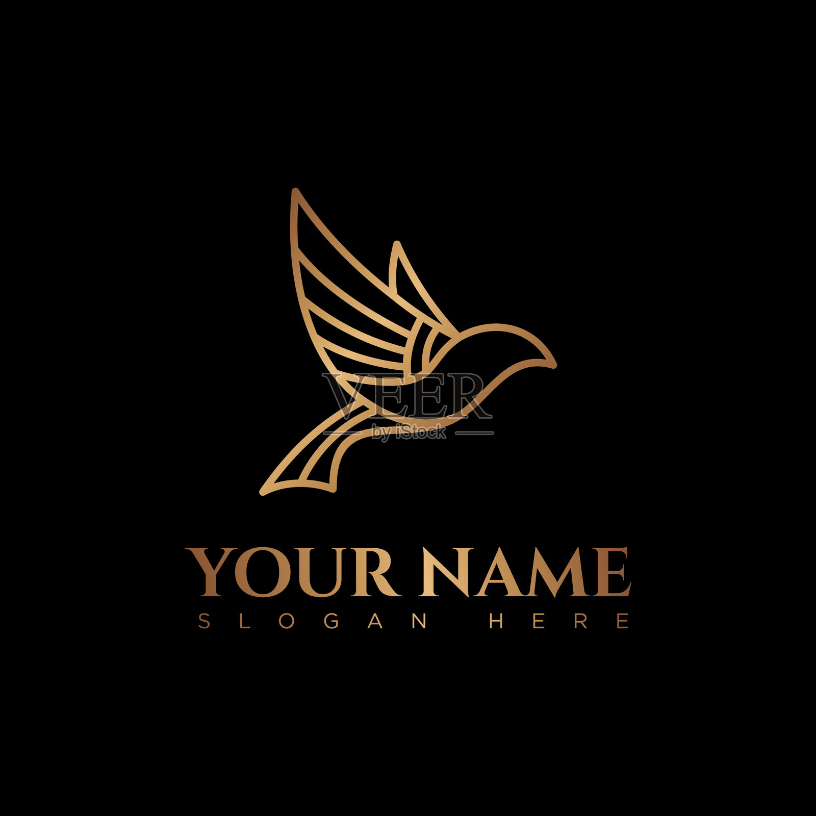 豪华鸟标志图标线条艺术轮廓模板插画图片素材