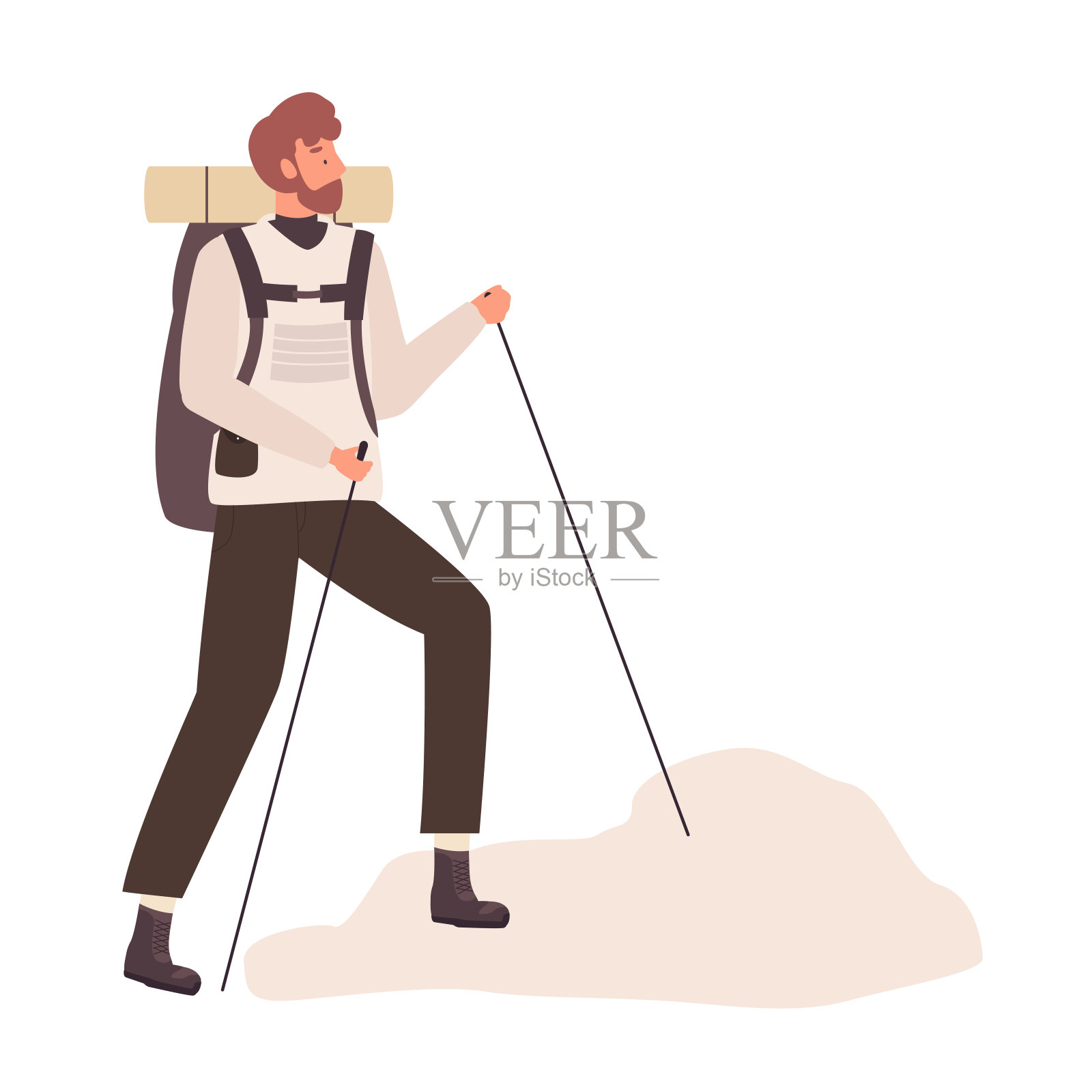 登山的男游客插画图片素材