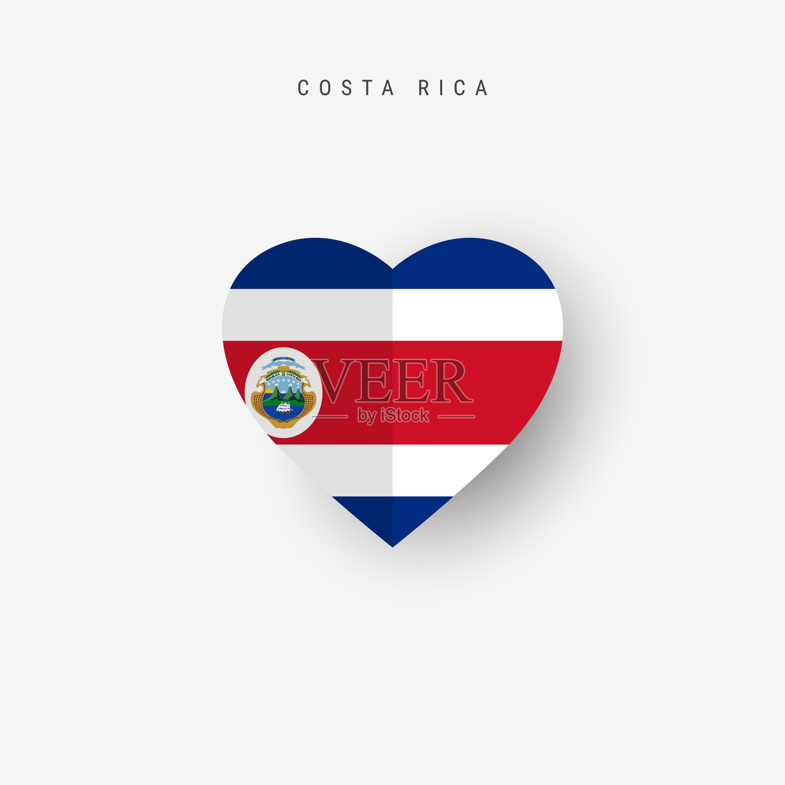 哥斯达黎加心形国旗折纸剪纸插画图片素材