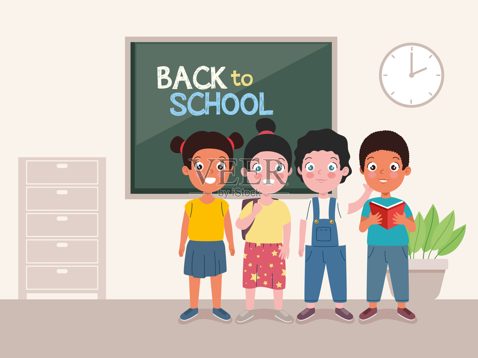 回到孩子们的学校横幅插画图片素材