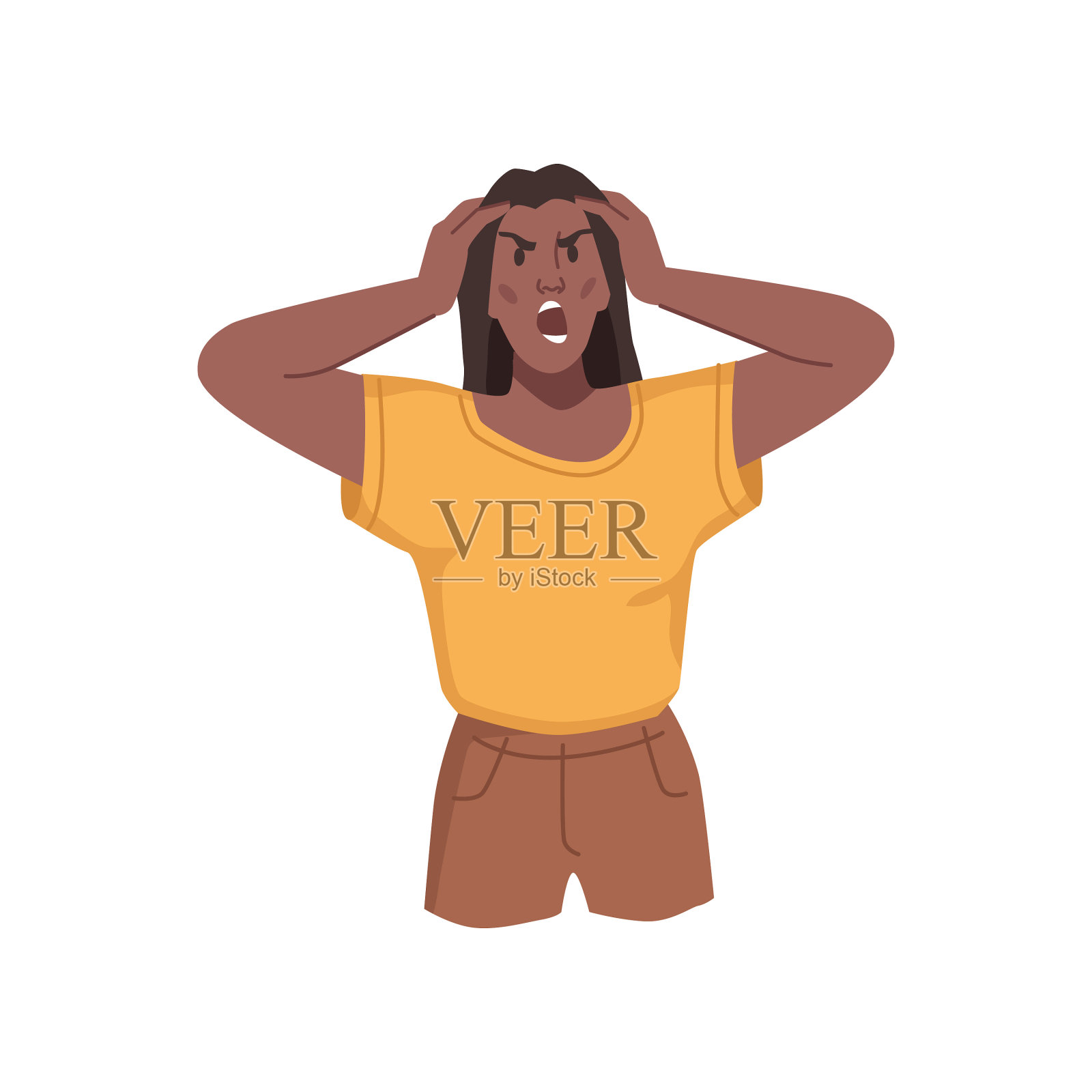 愤怒愤怒的女人抱头尖叫设计元素图片