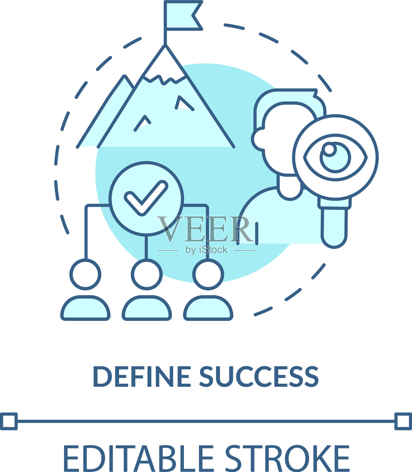 定义成功的绿松石概念图标插画图片素材