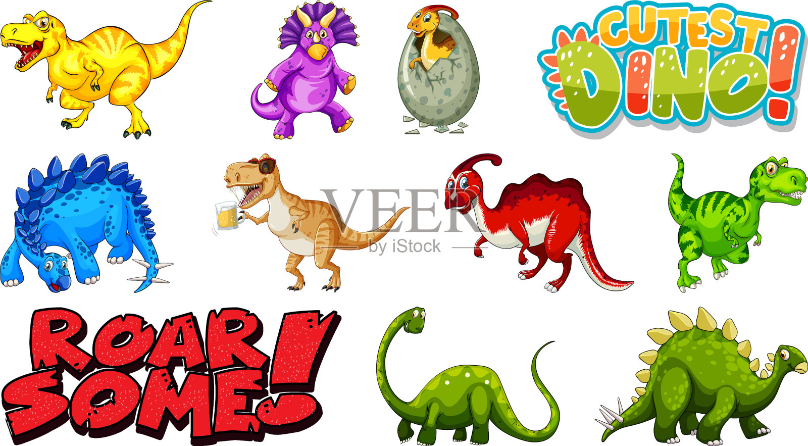 字体设计和恐龙很多插画图片素材