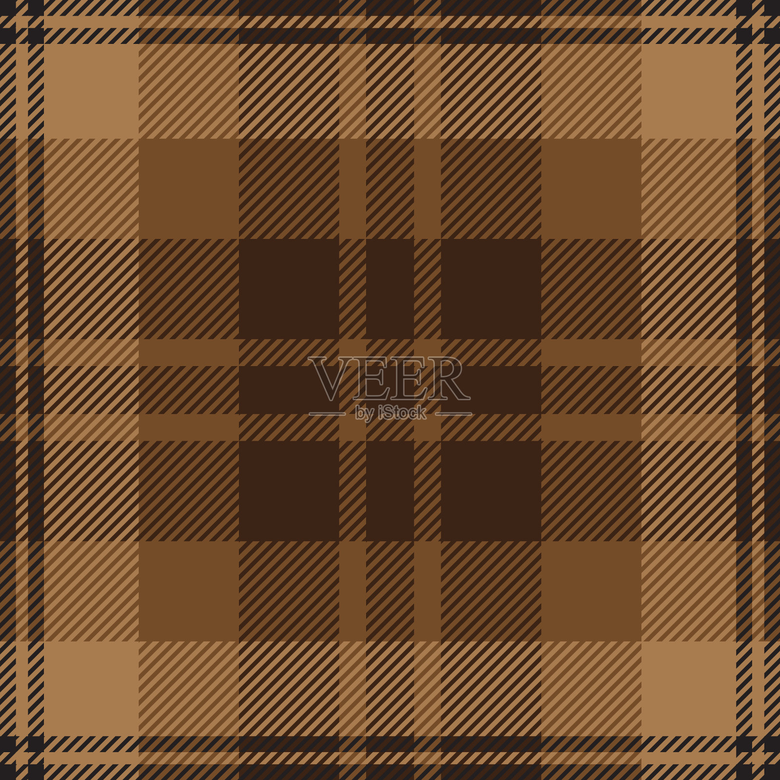 棕色和黑色格子图案织物样本插画图片素材