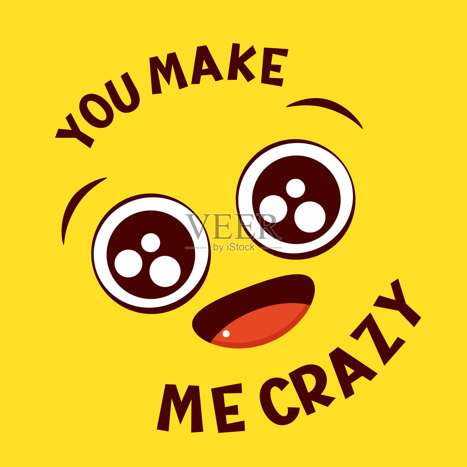 有趣的表情，疯狂的黄色表情插画图片素材